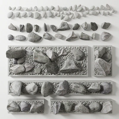 Flowerbed pebble rock decor street — Ver 2