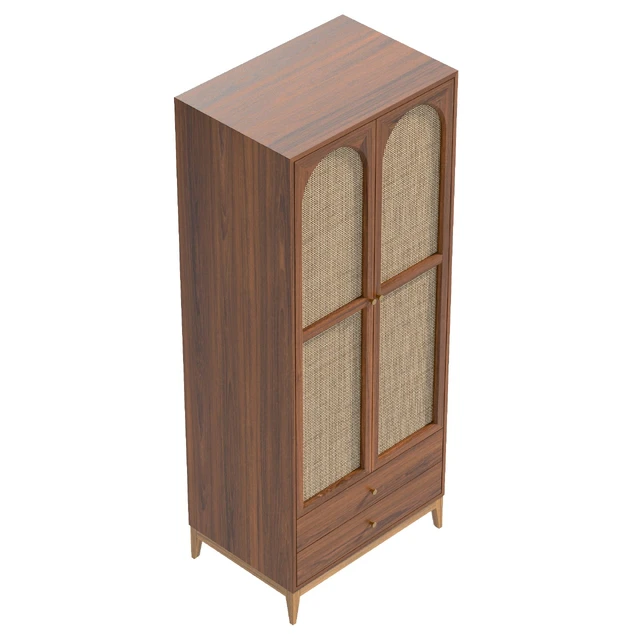 Vintage Cocoa Ash Wood Unfixed Wardrobe Closet — Скачать