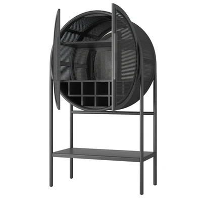 Crate and Barrel West Charcoal Cane Bar Cabinet — Вид 3