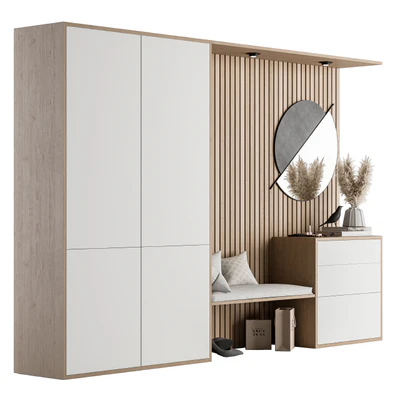 Hallway 10 - White and Wood Set — Ver 2