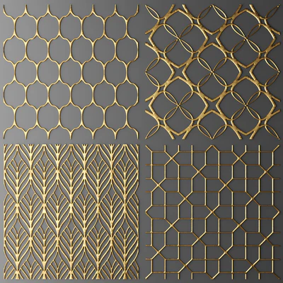 Set. The panel, grille. Panel, grille. Lattice, panel, pattern, art, abstraction, decorative, interior, wall decor, gold, luxury — Ver 1