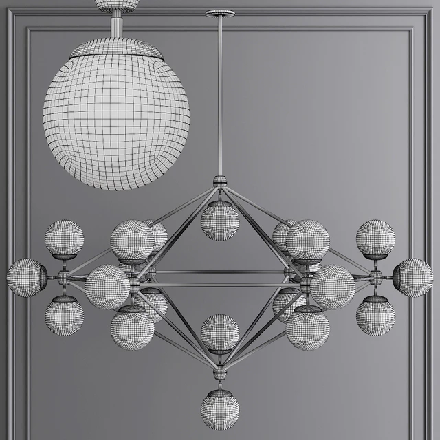 Modo 6 Sided Chandelier 21 Globes Brushed Brass and Clear Glass — Скачать