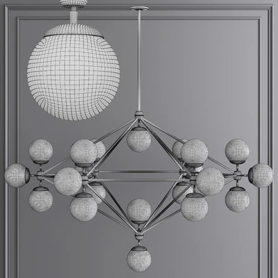 Modo 6 Sided Chandelier 21 Globes Brushed Brass and Clear Glass — Вид 3