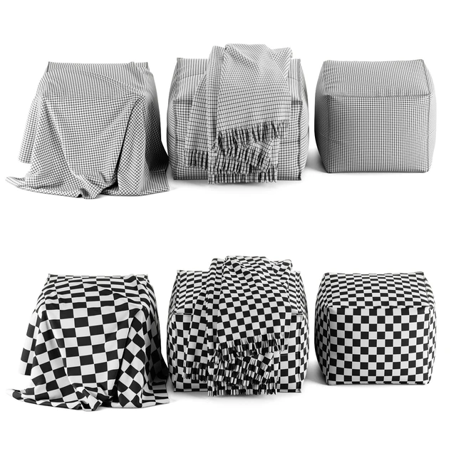 Mindaliving - Cube Leather Ottoman Pouf with Plaids — Скачать