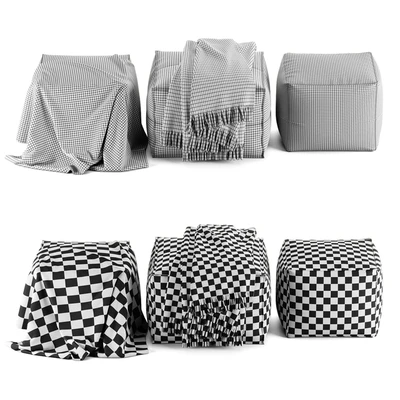 Mindaliving - Cube Leather Ottoman Pouf with Plaids — Вид 3