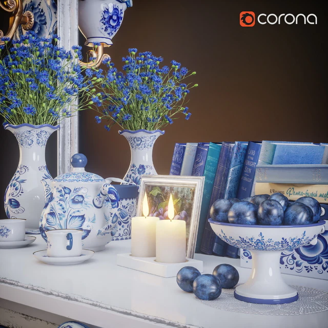 Gzhel, decorative set — Descargar