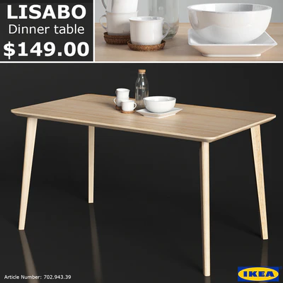 IKEA LISABO dinner table — Вид 1
