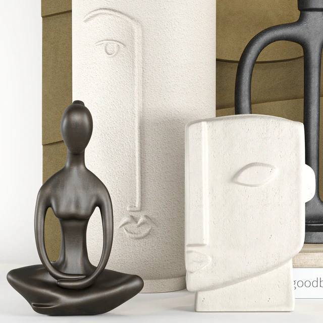 Decorative set with a statuette, vases and candle holders — Descargar