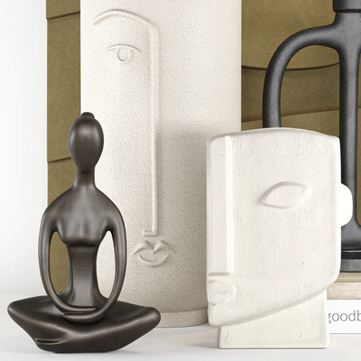 Decorative set with a statuette, vases and candle holders — Ver 2