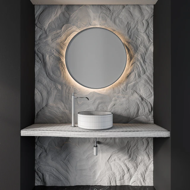 Bathroom Furniture Gray Rock Wall — Descargar