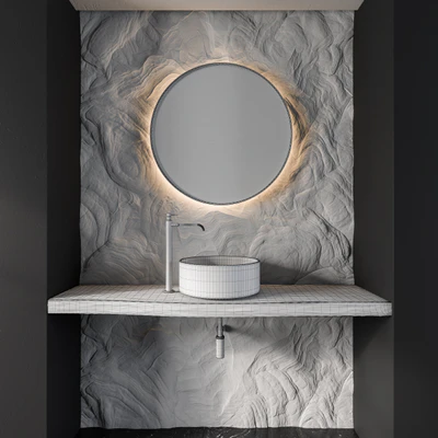Bathroom Furniture Gray Rock Wall — Ver 2