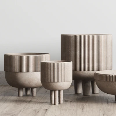 Vase Concrete Indoor Outdoor Set 03 — Ver 3