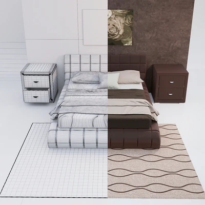 Bed NUVOLA 1, stone ORMA SOFT 2 — Ver 2