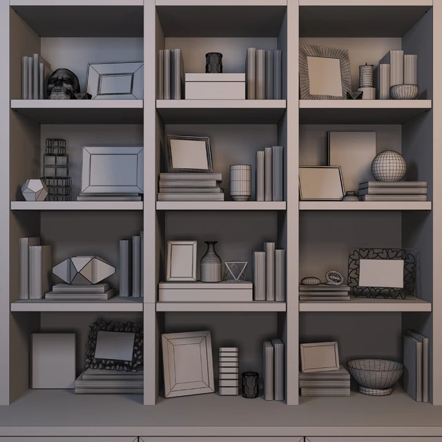 Bookcase with books and decor — Descargar