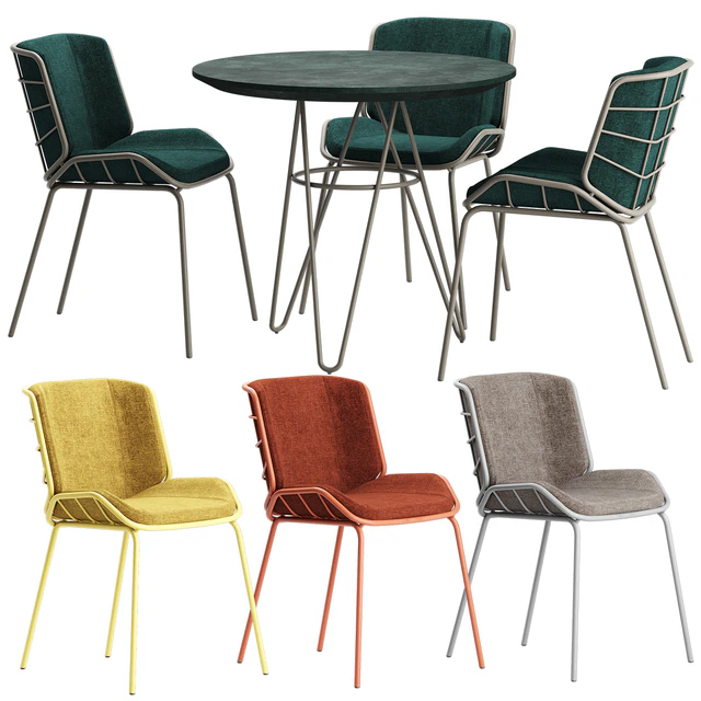 Traba SKIN MET RED CHAIR TABLE GIACOMO CATTANI — Descargar