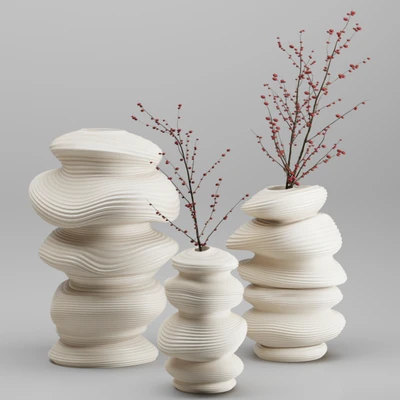 Vase Set 03-Deformed Ceramic Vase — скачать