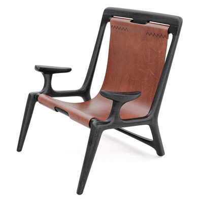 Fernweh Woodworking Sling chair Charcoal ash leather — Ver 2