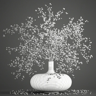 Bouquet 97. Branches, berries. Branches, berries, vase, natural decor, red — Ver 4