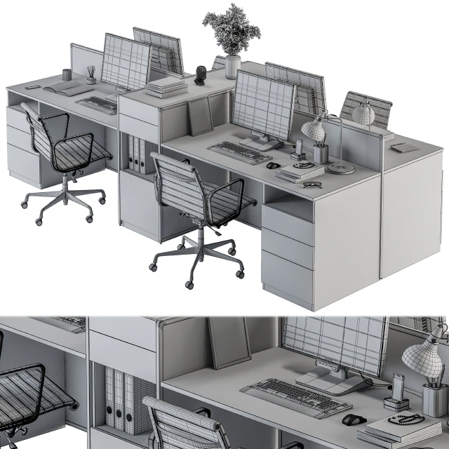 Office Furniture - employee Set 22 — Скачать