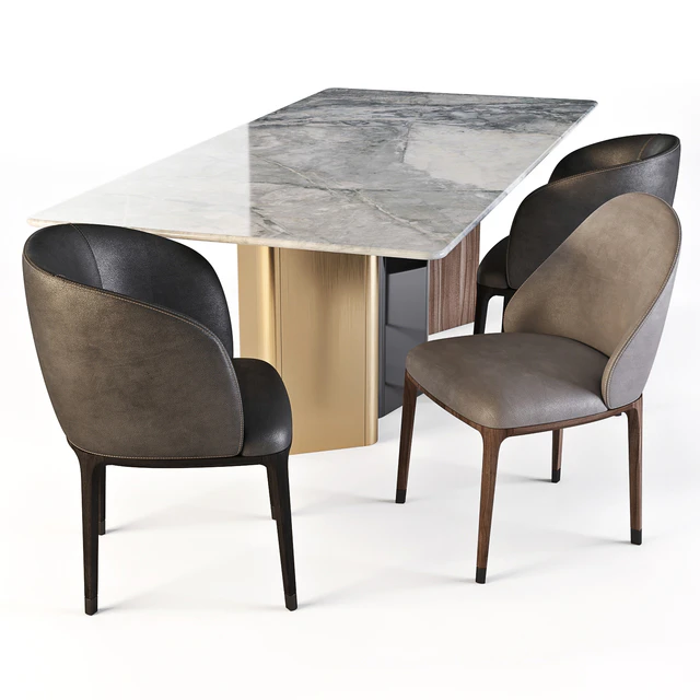 Meroni and Colzani: Dining Set (Portofino Table and Lungotevere Chairs) — Скачать