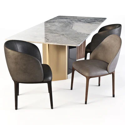 Meroni and Colzani: Dining Set (Portofino Table and Lungotevere Chairs) — Вид 2