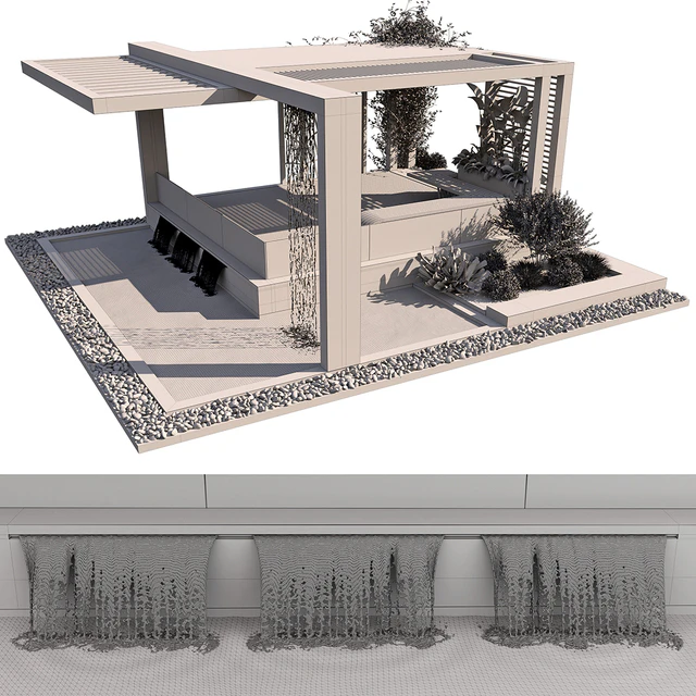 Pergola With Water & Plants — Descargar