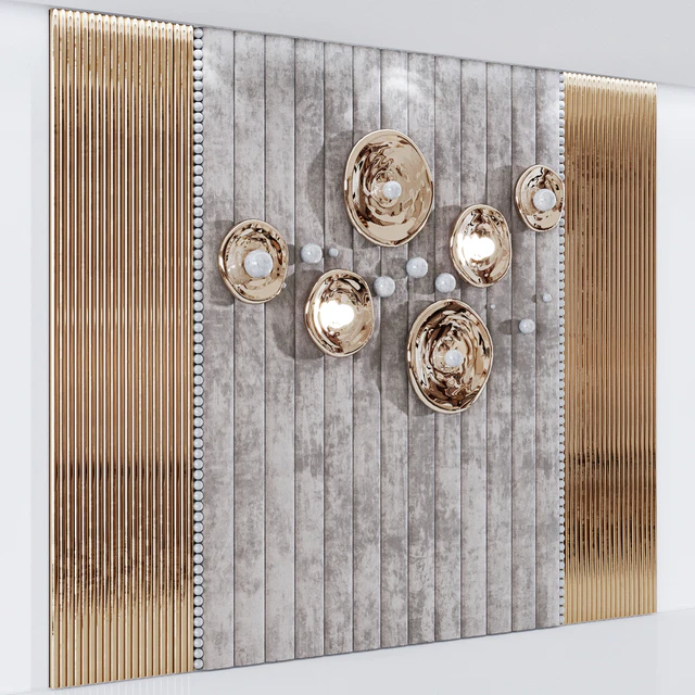Headboard made of soft beige panels and 3d decor — Descargar