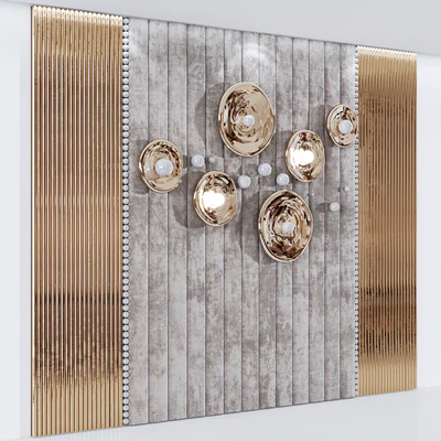 Headboard made of soft beige panels and 3d decor — Ver 1
