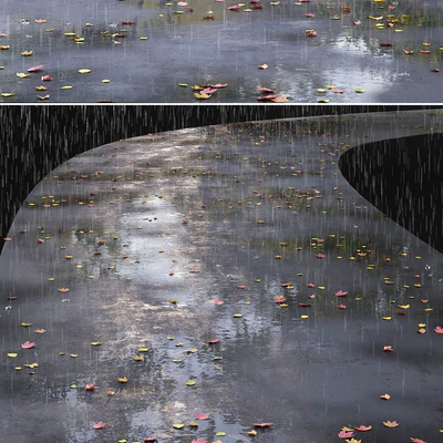 Autumn road with leaves and puddles — Ver 1