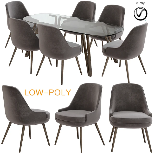 Poliform Dinning Set 10 (low poly) — Скачать