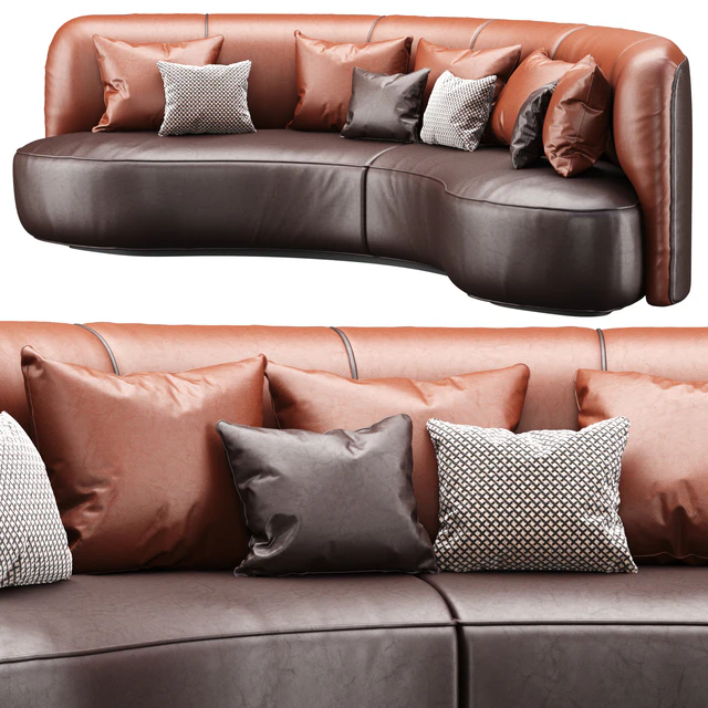 Annabel leather round sofa LS08 / Leather semicircular sofa — Descargar