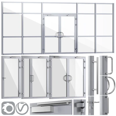 Glass fire doors and partitions, a set of handles — Ver 1