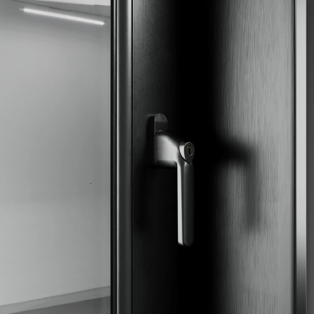 open window & close metal window with metal & leather blinds — Скачать