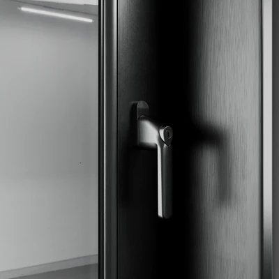 open window & close metal window with metal & leather blinds — Вид 4