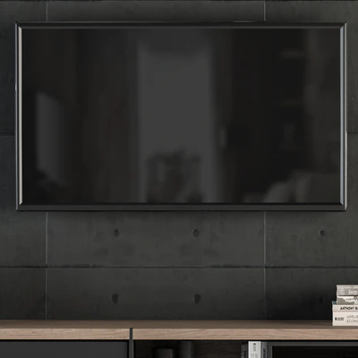 TV Wall Black Concrete and Wood - Set 10 — Ver 3