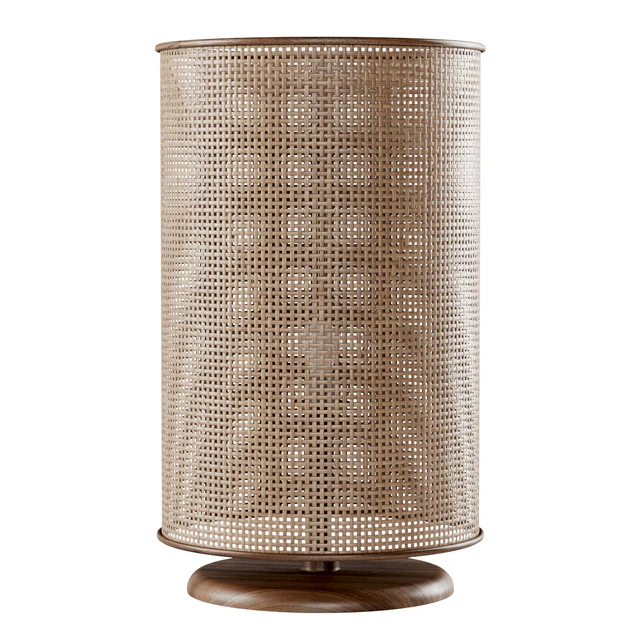 Wooden rattan table lamp L500 / Круглый настольный светильник — Скачать