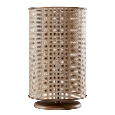Wooden rattan table lamp L500 / Круглый настольный светильник — Вид 2