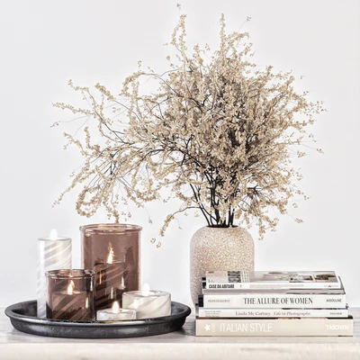 Decorative Set 14 - Candles and Branches in Concrete Vase — Вид 1