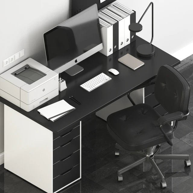 Ikea Office Workplace with Alex Table and Alefjall Chair — Скачать