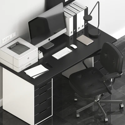 Ikea Office Workplace with Alex Table and Alefjall Chair — Вид 4