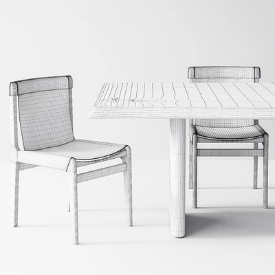 CB2 Burano White Leather Sling Chair, Landscape Live Edge White Washed Wood Dining Table — Вид 2