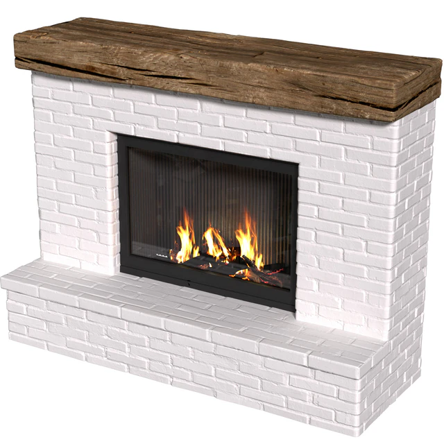 Provence style fireplace.Brick Fireplace in Country style.Rustic Farmhouse fireplace — Descargar