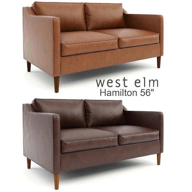 West Elm , Hamilton Leather Sofa 56" — Скачать