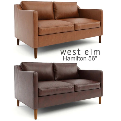 West Elm , Hamilton Leather Sofa 56" — Вид 1