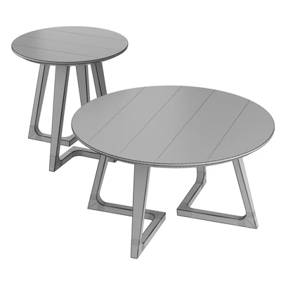American-style household solid wood round coffee table — Ver 5