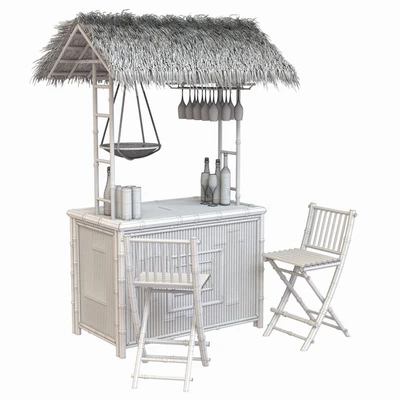 Beach Bamboo Bar with bottles and glasses — Ver 3