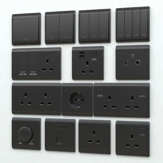 Schneider pieno switches & sockets matte black — Descargar