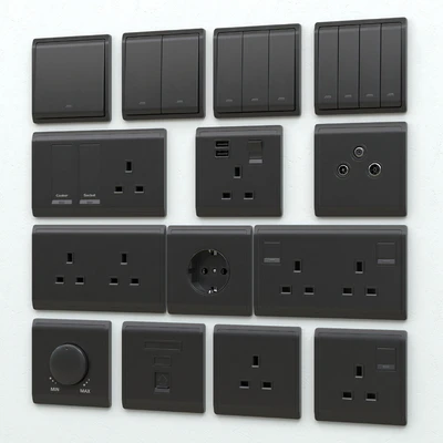 Schneider pieno switches & sockets matte black — Ver 1