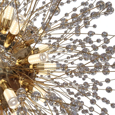 Designer chandelier in the form of a ball of crystal beams with a metal center Rosalia by Lampatron — Ver 2