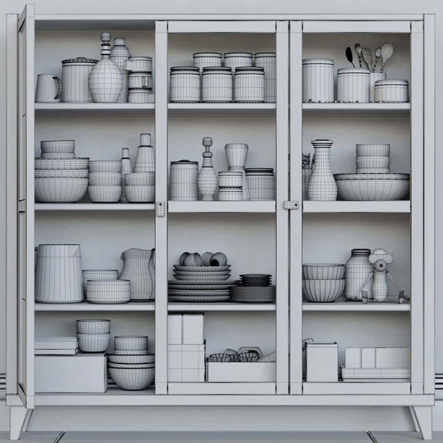 Wardrobe with dishes. Kitchen utensils — Descargar